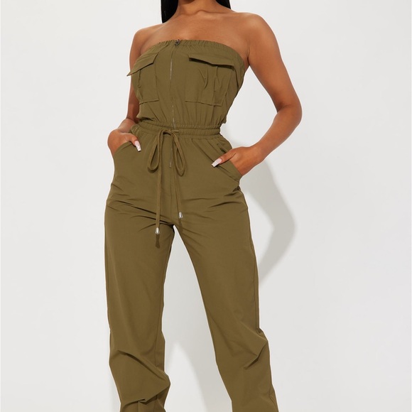 Fashion Nova Pants - Got You Covered Jumpsuit - Olive